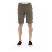 Katoenen Bermuda Shorts in Effen Kleur Baldinini , Green , Heren