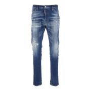 Hoge Taille Blauwe Jeans Aansluitende Vorm Dsquared2 , Blue , Heren