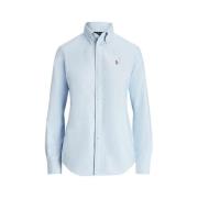 Blauw Polo Shirt met Lange Mouwen Ralph Lauren , Blue , Dames