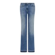 Bootcut Blauwe Jeans met Raffelzoom Marella , Blue , Dames