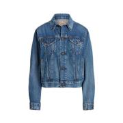 Blauwe Denim Jack met Knopen Ralph Lauren , Blue , Dames