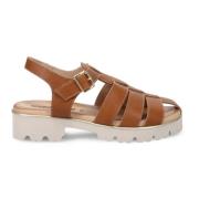 Bruin Leren Sandalen Licht Stijlvol Sangiorgio , Brown , Dames