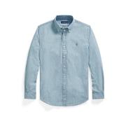 Chambray Denim Overhemd Ralph Lauren , Blue , Heren