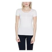 Wit T-shirt Korte Mouwen Ronde Hals Emporio Armani EA7 , White , Dames