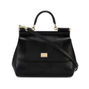 Zwarte 'Sicily' Geëmbosseerde Hagedis Handtas Dolce & Gabbana , Black ...