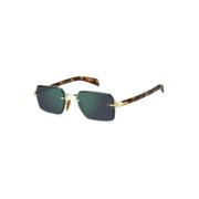 Goud Havana Groene Spiegel Zonnebril Eyewear by David Beckham , Yellow...