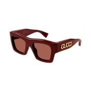 Vierkante zonnebril Lido-collectie Gucci , Red , Dames