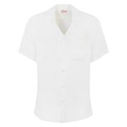 Linnen korte mouw V-hals shirt MC2 Saint Barth , White , Heren