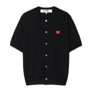 Geborduurde Hart Wol Vest Comme des Garçons Play , Black , Heren