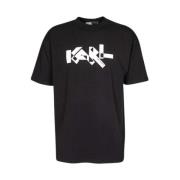 Zwart Katoenen T-Shirt Regular Fit Karl Lagerfeld , Black , Heren
