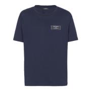 T-shirt met ronde hals en geribbelde boorden Balmain , Blue , Heren