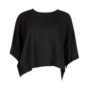 Cape Silhouet Viscose Twill Blouse Pinko , Black , Dames