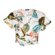 Tropische Print Cropped Shirt Liu Jo , Multicolor , Dames