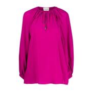 Fuchsia Zijden Blouse met Zelfstrik Phaeonia , Pink , Dames