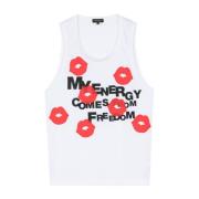 Lip Print Runway Style Tank Top Comme des Garçons , White , Heren