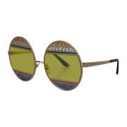 Kristal Ovaal Zonnebril Gele Lens Dolce & Gabbana , Yellow , Dames