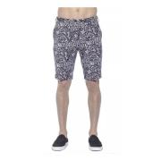 Blauwe Patroon Katoenen Bermuda Shorts PT Torino , Multicolor , Heren