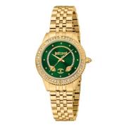 Gouden Armband Analoog Horloge Flesgroen Just Cavalli , Yellow , Dames