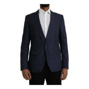 Blauwe Slim Fit Blazer Martini Stijl Dolce & Gabbana , Blue , Heren