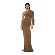 Asymmetrische Eénmouw Maxi Jurk Entire Studios , Brown , Dames