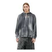 Logo Plaque Hood Sweatshirt Gewassen Finish Diesel , Gray , Heren