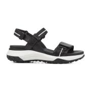 Zwarte platte sandalen voor vrouwen Geox , Black , Dames