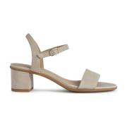 Beige Platte Sandalen voor Vrouwen Geox , Beige , Dames