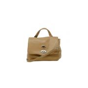 Beige Leren Handtas Zanellato , Beige , Dames