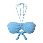 Lichtblauwe Geborduurde Bad Bandeau Twinset , Blue , Dames