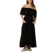 Off-Shoulder Zwarte Jurk met Split Copenhagen Muse , Black , Dames