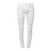 Witte Slim Fit Broek met Knopen Purple Brand , White , Heren