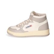 Leren Mid-Cut Sneaker met US Vlag Autry , White , Dames