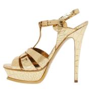 Pre-owned Leather sandals Yves Saint Laurent Vintage , Yellow , Dames