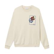 Katoenen Crewneck Sweatshirt met Screen Print Les Deux , Beige , Heren