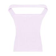 Roze Gebreide Top met Logo Borduursel Courrèges , Purple , Dames