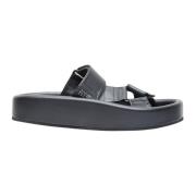 Leren Plateau Sandalen MM6 Maison Margiela , Black , Dames