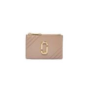 Beige Lamsvacht Ritsportemonnee met Embleem Marc Jacobs , Beige , Dame...