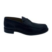 Zwarte Leren Loafer Schoen College , Blue , Heren