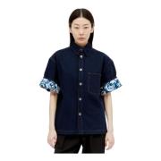 Denim Shirt met Rozenprint Burberry , Blue , Dames