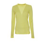 Round-neck Knitwear Closed , Yellow , Dames
