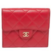 Pre-owned Leather wallets Chanel Vintage , Red , Dames