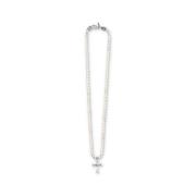 Witte Parelketting met Kruis Emanuele Bicocchi , White , Heren