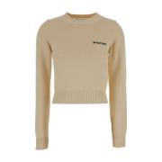 Geborduurd Logo Crewneck Sweater Beige Palm Angels , Beige , Dames