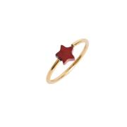 Sterlicht Zilveren Gouden Ring Malababa , Red , Dames