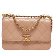 Pre-owned Leather chanel-bags Chanel Vintage , Beige , Dames