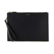 Zwarte leren clutch - 31cm x 21cm Tom Ford , Black , Heren