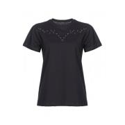 Tribal Rodeo Geborduurd Zwart T-shirt Pinko , Black , Dames