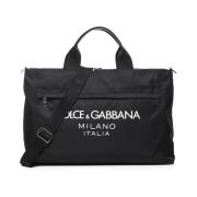 Zwarte Nylon Handtas met Logo Dolce & Gabbana , Black , Heren