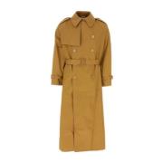 Oversize Katoenen Trenchcoat in Camel Vetements , Brown , Dames