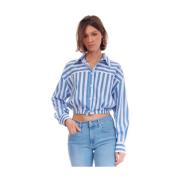 Gestreepte Cropped Shirt Sybella Blauw Wit Semicouture , Multicolor , ...